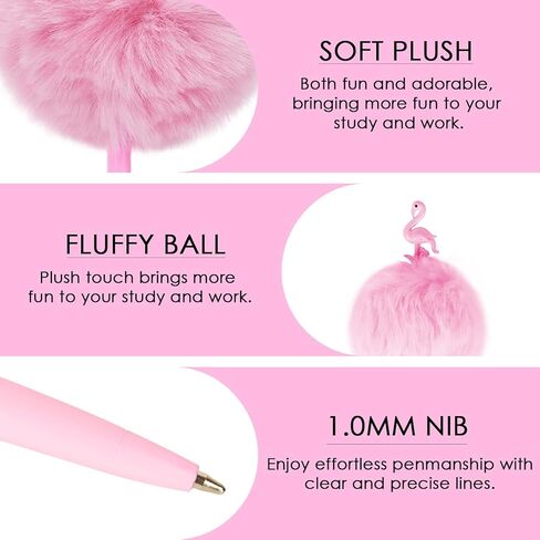 أقلام رقيق، أقلام بوم بوم، قلم حبر جاف بلاستيكي، بحبر أسود، هدية لعيد الميلاد قرطاسية عيد الميلاد (عبوة واحدة، وردي) in Kuwait