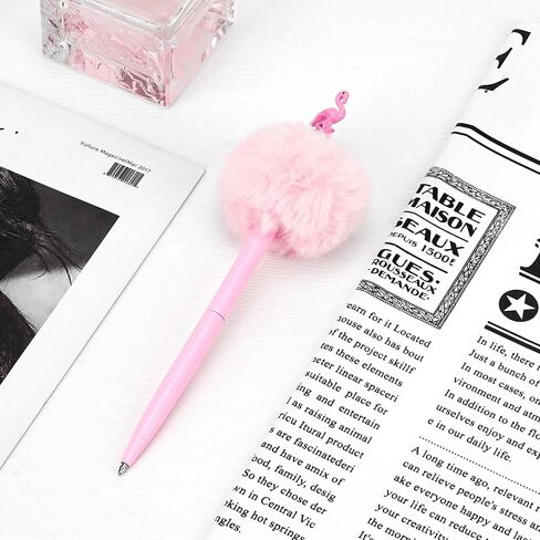 أقلام رقيق، أقلام بوم بوم، قلم حبر جاف بلاستيكي، بحبر أسود، هدية لعيد الميلاد قرطاسية عيد الميلاد (عبوة واحدة، وردي) in Kuwait