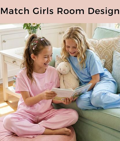 Petite&Me Silk Girls Pajamas Sets Short Sleeve with Long Pajama Pant Set Size 6-14 in Saudi Arabia