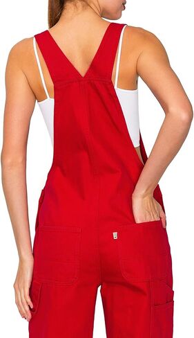 Womens Light Wash Denim Low Rise Straight Leg Overalls in Saudi Arabia