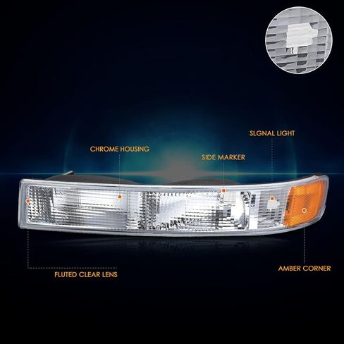 Bumper Parking Turn Signal Lights Compatible with 03-24 Chevy Express/GMC Savana,Chrome Housing/Amber Corner in Saudi Arabia