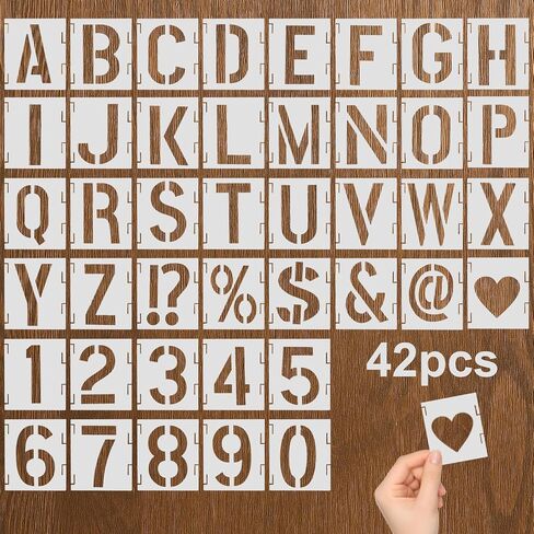 42 Pcs 2 Inch Letter Stencils Reusable Alphabet Stencil & Symbol Numbers Stencil for Crafts DIY Projects Chalkboard Signage Plastic Letter Stencils for Painting on Wood Wall Fabric Rock Glass in Saudi Arabia