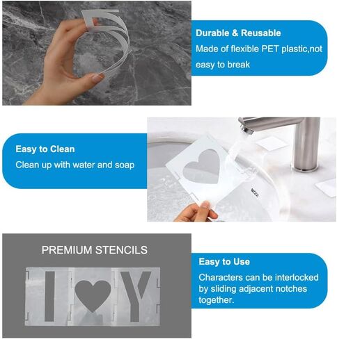 42 Pcs 2 Inch Letter Stencils Reusable Alphabet Stencil & Symbol Numbers Stencil for Crafts DIY Projects Chalkboard Signage Plastic Letter Stencils for Painting on Wood Wall Fabric Rock Glass in Saudi Arabia