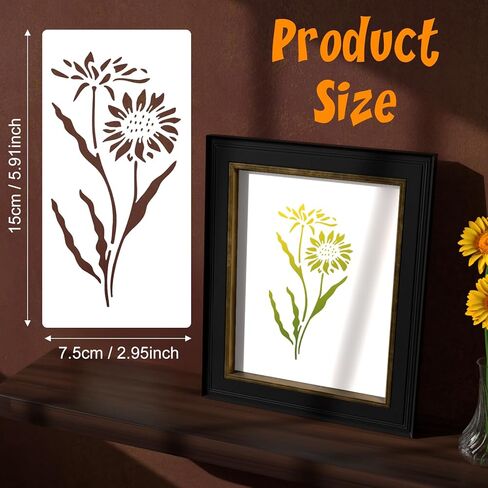 18 Sheet Reusable Flower Stencils for Painting on Wood, Ymapinc Large Floral & Leaf Stencils, Canvas, Walls, DIY Crafts, Furniture Art & Home Decor Templates in Kuwait