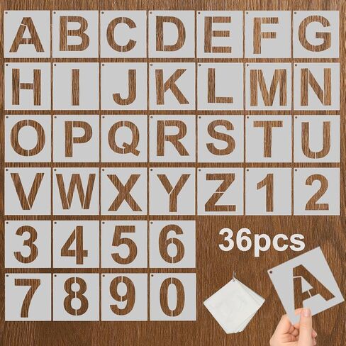 42 Pcs 2 Inch Letter Stencils Reusable Alphabet Stencil & Symbol Numbers Stencil for Crafts DIY Projects Chalkboard Signage Plastic Letter Stencils for Painting on Wood Wall Fabric Rock Glass in Saudi Arabia