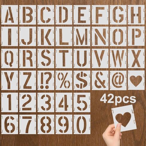 42 Pcs 2 Inch Letter Stencils Reusable Alphabet Stencil & Symbol Numbers Stencil for Crafts DIY Projects Chalkboard Signage Plastic Letter Stencils for Painting on Wood Wall Fabric Rock Glass in Saudi Arabia