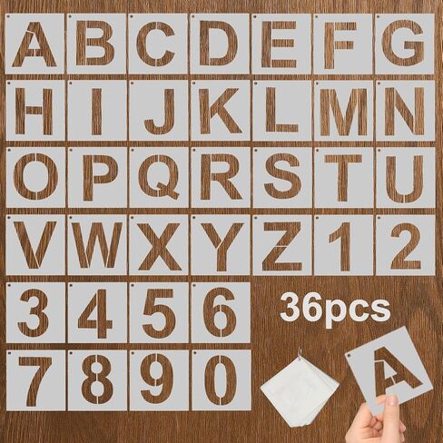 42 Pcs 2 Inch Letter Stencils Reusable Alphabet Stencil & Symbol Numbers Stencil for Crafts DIY Projects Chalkboard Signage Plastic Letter Stencils for Painting on Wood Wall Fabric Rock Glass in Saudi Arabia
