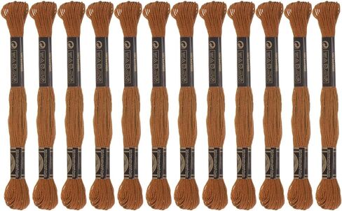 Generic 12 Skeins Embroidery Floss 8m Each Egyptian Long Fiber Cotton Cross Stitch Thread 26S/2x6 for Embroidery Projects Bracelet, Light Brown in Saudi Arabia