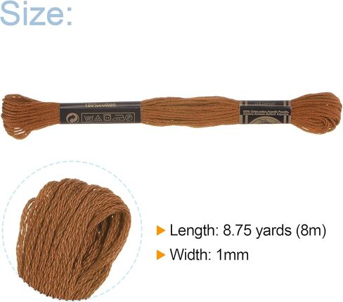 Generic 12 Skeins Embroidery Floss 8m Each Egyptian Long Fiber Cotton Cross Stitch Thread 26S/2x6 for Embroidery Projects Bracelet, Light Brown in Saudi Arabia