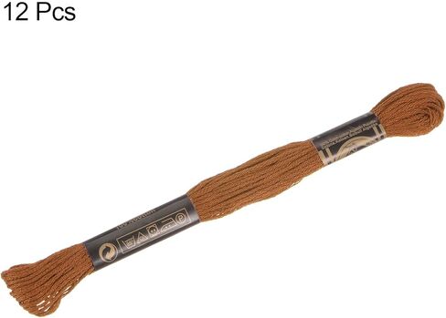 Generic 12 Skeins Embroidery Floss 8m Each Egyptian Long Fiber Cotton Cross Stitch Thread 26S/2x6 for Embroidery Projects Bracelet, Light Brown in Saudi Arabia