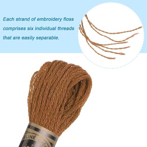 Generic 12 Skeins Embroidery Floss 8m Each Egyptian Long Fiber Cotton Cross Stitch Thread 26S/2x6 for Embroidery Projects Bracelet, Light Brown in Saudi Arabia
