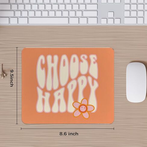 Groovy Retro Hippie Orange Floral Mouse Pad, Choose Happy Mouse Pads Mousepad for Home Office Dorm Laptop Computer Desk Accessories Supplies, 8.7x7.1 Inch in Saudi Arabia