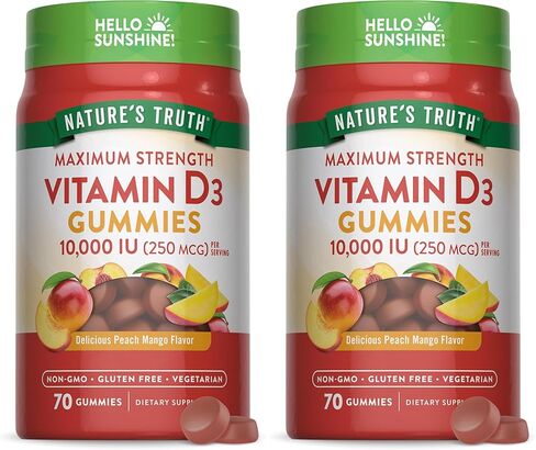 Vitamin D3 Gummies | 2000 IU | 70 Count | Pineapple Flavor | Vegetarian, Non-GMO and Gluten Free Supplement | by Nature's Truth in Saudi Arabia