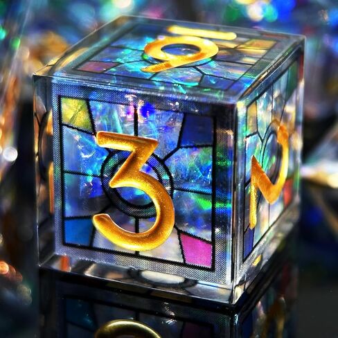 MJDICEOK DND الراتنج مجموعة النرد ذو الحواف الحادة، 7 قطع مجموعة النرد الراتنج زهرة، مجموعة النرد متعدد السطوح للأبراج المحصنة والتنين النرد، مجموعة النرد D & D، لعب دور آر بي جي D و D D20 D12 D10 D8 D6 D4 النرد (ورقة صفراء) in Kuwait