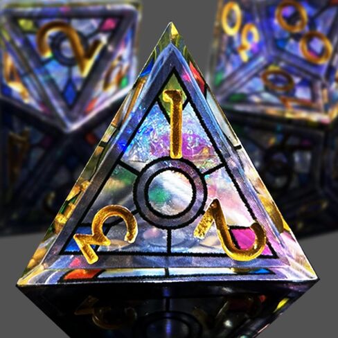 MJDICEOK DND الراتنج مجموعة النرد ذو الحواف الحادة، 7 قطع مجموعة النرد الراتنج زهرة، مجموعة النرد متعدد السطوح للأبراج المحصنة والتنين النرد، مجموعة النرد D & D، لعب دور آر بي جي D و D D20 D12 D10 D8 D6 D4 النرد (ورقة صفراء) in Kuwait