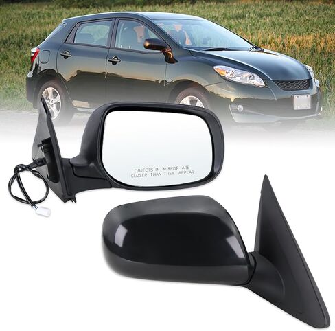 Right Passenger Side Door Mirror Compatible With 2009 2010 2011 2012 2013 Toyota Matrix With Manual Folding Power Glass Matte Black Replace#8790802890(3Pins) in Saudi Arabia
