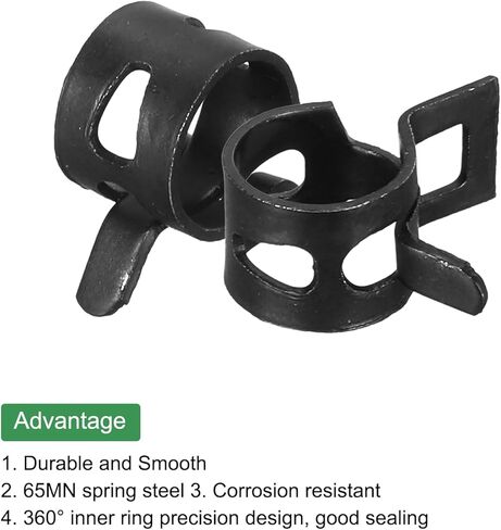 MECCANIXITY 50 Pcs Fuel Line Clamps Spring Band Hose Clamps, 15mm Silicone Air Tube Vacuum Hose Water Pipe Low Pressure Clamps Assortment Kit, Black in Saudi Arabia