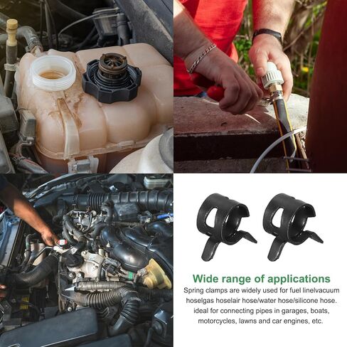 MECCANIXITY 50 Pcs Fuel Line Clamps Spring Band Hose Clamps, 15mm Silicone Air Tube Vacuum Hose Water Pipe Low Pressure Clamps Assortment Kit, Black in Saudi Arabia