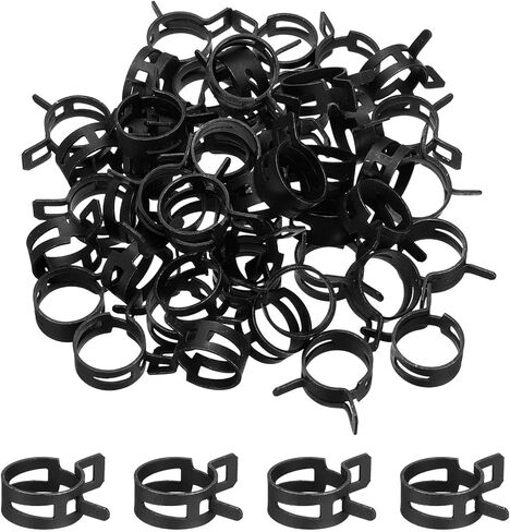 MECCANIXITY 50 Pcs Fuel Line Clamps Spring Band Hose Clamps, 15mm Silicone Air Tube Vacuum Hose Water Pipe Low Pressure Clamps Assortment Kit, Black in Saudi Arabia
