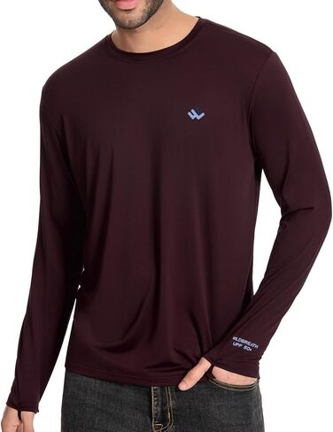 Men’s UPF 50+ Lightweight Long Sleeve Casual T-Shirt Quick Dry UV Sun Protection for Outdoor Beach Hiking Fishing Exercise in Kuwait