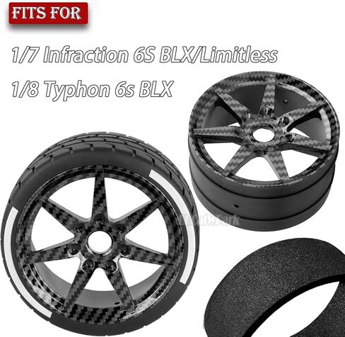 عجلة إطارات الطرق السريعة RC لـ 1/8 Typhon 6s BLX، 1/7 Infraction 6S BLX/Limitless، حافة عجلة RC وإطارات الطرق السريعة المطاطية عجلات وإطارات الانجراف RC، أزرق وردي in Kuwait