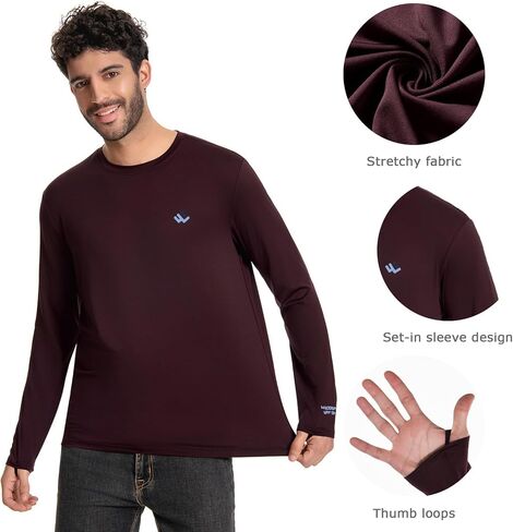 Men’s UPF 50+ Lightweight Long Sleeve Casual T-Shirt Quick Dry UV Sun Protection for Outdoor Beach Hiking Fishing Exercise in Kuwait