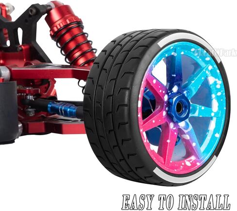 RC Highway Tires Wheel for 1/8 Typhon 6s BLX,1/7 Infraction 6S BLX/Limitless,RC Wheel Rim & Rubber Highway Tires RC Drift Wheels and Tires,Blue Pink in Saudi Arabia