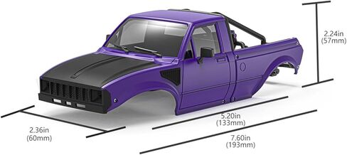 هيكل صلب SCX24 بيك اب مع رف سرير لـ 1/24 RC الزاحف المحوري SCX24 C10 Bronco Wrangler Base Camp 4 أجزاء ترقية عداء (رمادي) in Kuwait