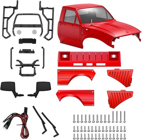 هيكل صلب SCX24 بيك اب مع رف سرير لـ 1/24 RC الزاحف المحوري SCX24 C10 Bronco Wrangler Base Camp 4 أجزاء ترقية عداء (رمادي) in Kuwait