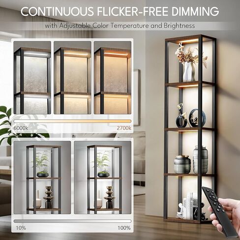 5 Tiers Corner Shelf with Light, WIFI RGB LED Floor Lamp Compatible with Alexa, Smart App and Remote Control, Corner Display Cabinet with Storage Rack for Collectibles Curio Living Room Bedroom Home in Saudi Arabia