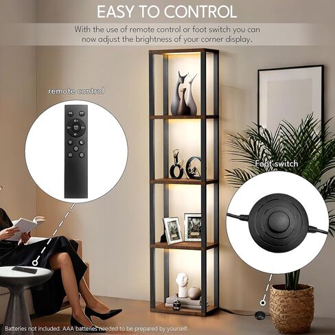 5 Tiers Corner Shelf with Light, WIFI RGB LED Floor Lamp Compatible with Alexa, Smart App and Remote Control, Corner Display Cabinet with Storage Rack for Collectibles Curio Living Room Bedroom Home in Saudi Arabia