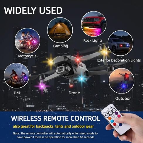 4 قطع مصابيح LED لاسلكية مع جهاز تحكم عن بعد، مصابيح روك لاسلكية عالية السطوع 8 ألوان 10 أوضاع، ضوء تحذير LED مقاوم للماء قابل لإعادة الشحن USB-C للسيارات والدراجات النارية والدراجات بدون طيار in Kuwait