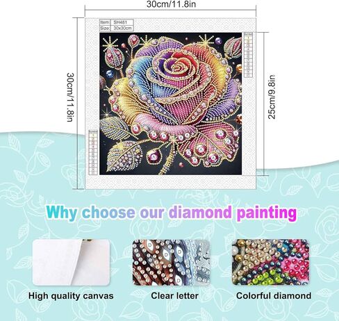 Diamond Painting Kits for Adults Rose, 5D Special Shape Diamond Art Kits for Beginners, Crystal Rhinestones Painting for Home Wall Decoration, 12×12 Inch in Saudi Arabia