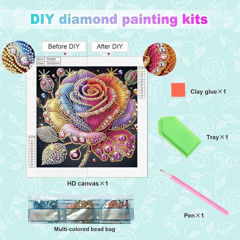 Diamond Painting Kits for Adults Rose, 5D Special Shape Diamond Art Kits for Beginners, Crystal Rhinestones Painting for Home Wall Decoration, 12×12 Inch in Saudi Arabia