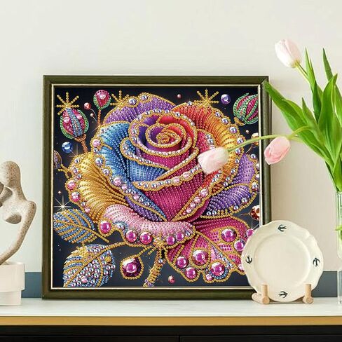Diamond Painting Kits for Adults Rose, 5D Special Shape Diamond Art Kits for Beginners, Crystal Rhinestones Painting for Home Wall Decoration, 12×12 Inch in Saudi Arabia