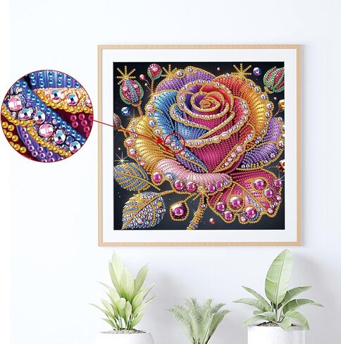 Diamond Painting Kits for Adults Rose, 5D Special Shape Diamond Art Kits for Beginners, Crystal Rhinestones Painting for Home Wall Decoration, 12×12 Inch in Saudi Arabia