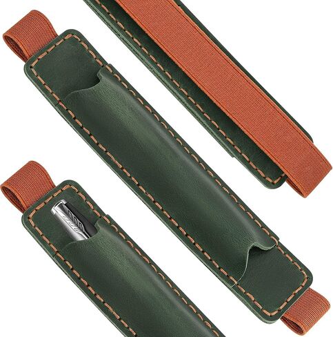 Crazy Horse Leather Elastic Pen Holder for Notebook, Wine Red – Genuine Leather Journal Band Pen Pouch, Fits A5/A6 Planners, 1-Pack in Saudi Arabia