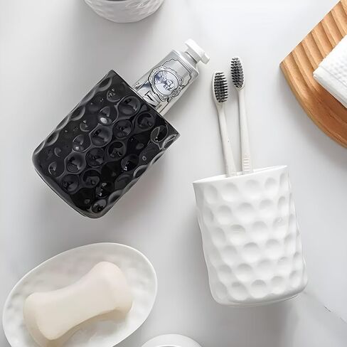 حامل أقلام سيراميك دائري، منظم مكتب أبيض، كوب قلم رصاص لطيف للمكتب، المنزل، فرش المكياج، هدية للفتيات والأطفال والنساء in Kuwait