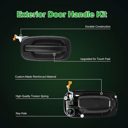 مجموعة مقابض الباب الخارجية 4 قطع، أمامي وخلفي لسيارة Chevy Silverado Suburban Tahoe Avalanche 1999-2007، لسيارة Cadillac Escalade، لسيارة GMC Sierra Yukon، يستبدل # 15034985 15721572 GM1520105، أسود in Kuwait