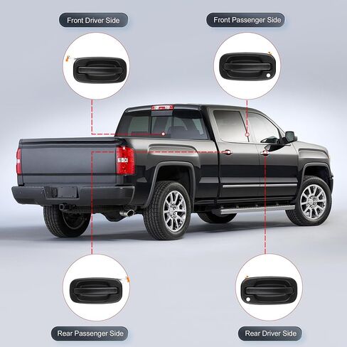 مجموعة مقابض الباب الخارجية 4 قطع، أمامي وخلفي لسيارة Chevy Silverado Suburban Tahoe Avalanche 1999-2007، لسيارة Cadillac Escalade، لسيارة GMC Sierra Yukon، يستبدل # 15034985 15721572 GM1520105، أسود in Kuwait