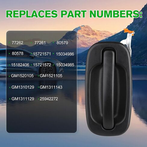 مجموعة مقابض الباب الخارجية 4 قطع، أمامي وخلفي لسيارة Chevy Silverado Suburban Tahoe Avalanche 1999-2007، لسيارة Cadillac Escalade، لسيارة GMC Sierra Yukon، يستبدل # 15034985 15721572 GM1520105، أسود in Kuwait