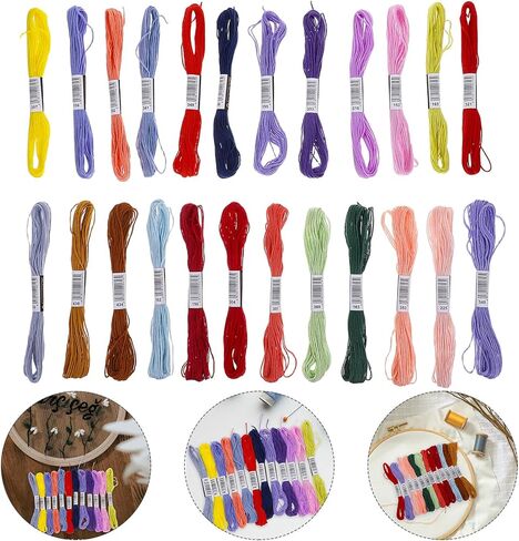 24 Colors Embroidery Thread Set Cotton Polyester Blend Hand Quilting Thread for Cross Stitch Knitting and Craft Projects for Adults in Saudi Arabia