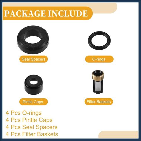 Fuel Injector Seal O Ring - Car O-Ring Rebuild Repair Kit - for Toyota 1.8L L4 2000-2005 NBR Rubber Black - 4 Sets Stylish Design in Saudi Arabia