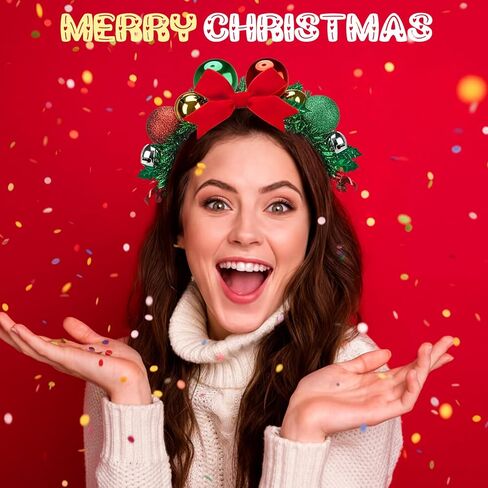 Batiyeer 4 Pcs Christmas Santa Hat Headbands Xmas Headpiece Christmas Party Favor Glitter Headbands for Women in Saudi Arabia