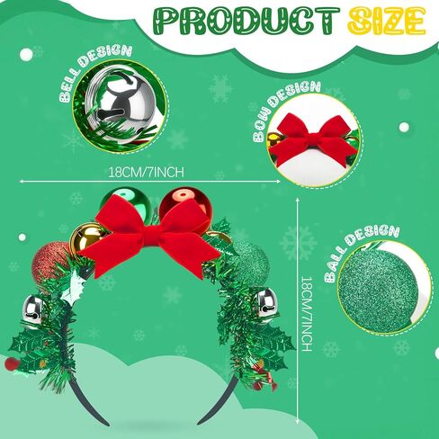 Batiyeer 4 Pcs Christmas Santa Hat Headbands Xmas Headpiece Christmas Party Favor Glitter Headbands for Women in Saudi Arabia
