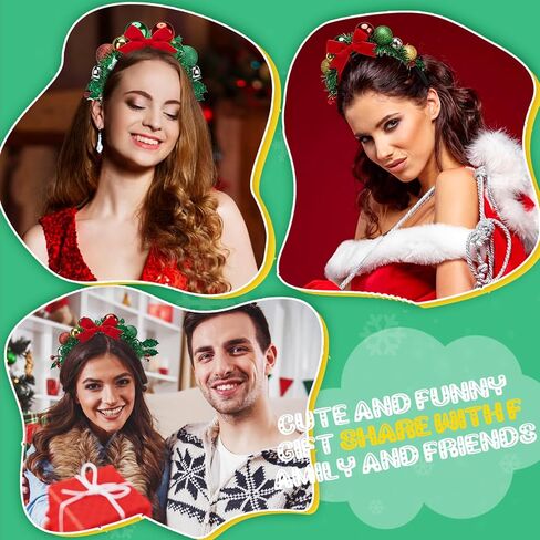 Batiyeer 4 Pcs Christmas Santa Hat Headbands Xmas Headpiece Christmas Party Favor Glitter Headbands for Women in Saudi Arabia