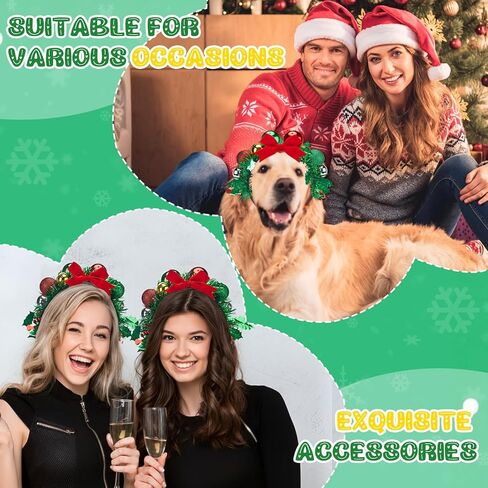 Batiyeer 4 Pcs Christmas Santa Hat Headbands Xmas Headpiece Christmas Party Favor Glitter Headbands for Women in Saudi Arabia