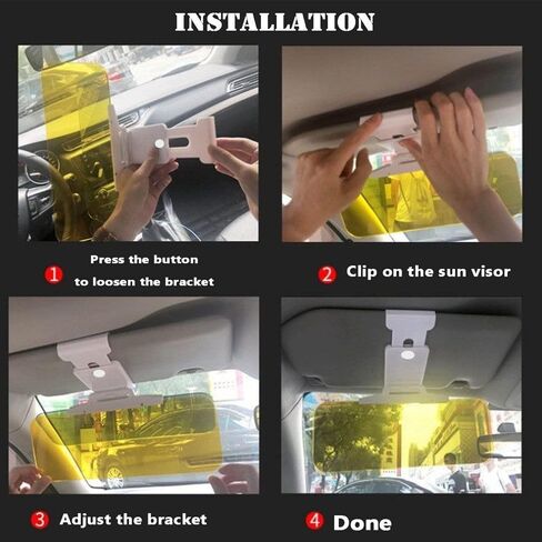 Car Sun Visor Anti-Glare Glass Goggles Mirror Clip-on Shield Sunshade for Day and Night Driving Universal Accessories in Saudi Arabia