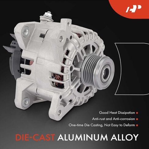 مولد كهربائي ممتاز متوافق مع Nissan Rogue 2014-2020 2.5L، 12V 120A 6-Groove Clutch Pulley في اتجاه عقارب الساعة، استبدال # 231004BA0B، TG12C152 in Kuwait