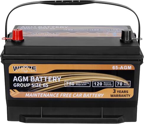 Weize Platinum AGM Battery BCI Group 94R - 12v 80ah H7 Size 94R Automotive Battery, 140RC, 850CCA, 36 Months Warranty in Kuwait